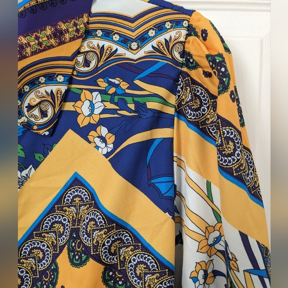 Colorful Patterned Button-Up Blouse - Picture 2 of 5